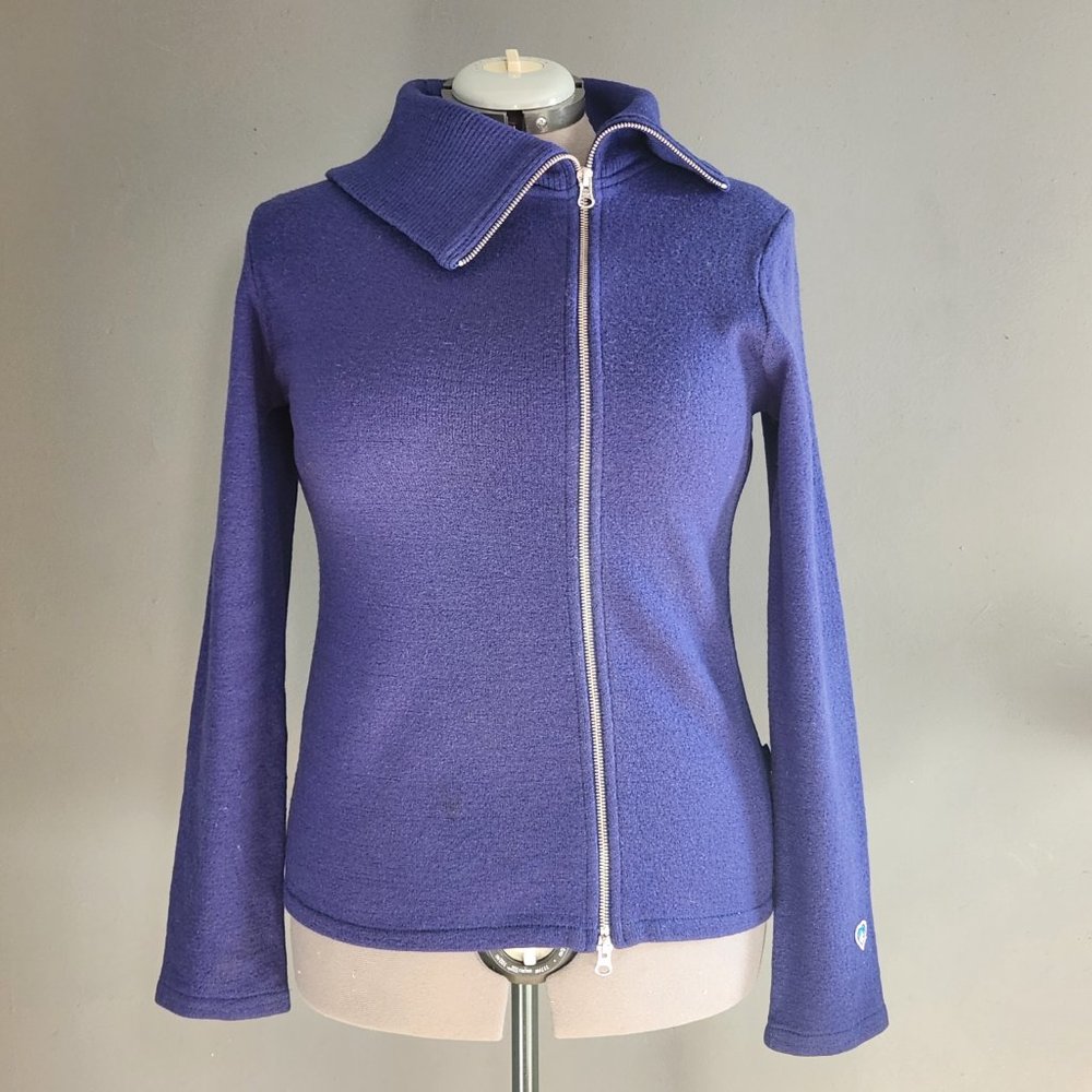 Kuhl Prague Merino Wool Sweater Asymmetrical Zip: Blue, Size: L